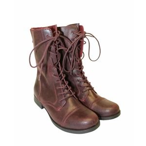 Aldo Leather Cap Toe Lace Mid Biker Moto